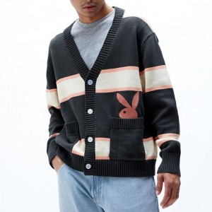 Chamarras Playboy Peek-A-Boo Cardigan Hombre Negros | PLBY-593103