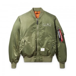Chamarras Playboy x Alpha Industries Reversible MA-1 Flight Hombre Verde Oliva | PLBY-593076