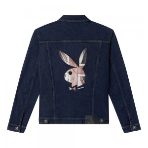 Chamarras Playboy x John Richmond Denim Hombre Azules Oscuro | PLBY-593101