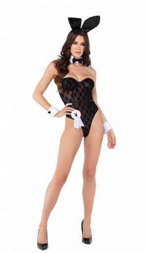 Costumes Playboy The Encaje Tanga Mujer Negros | PLBY-592711