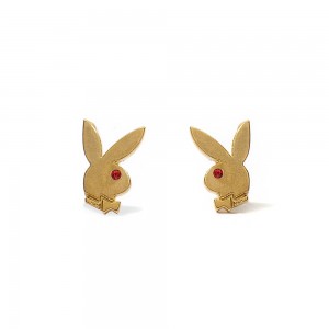 Joyas Playboy Bunny Stud Earrings Mujer Dorados | PLBY-592618