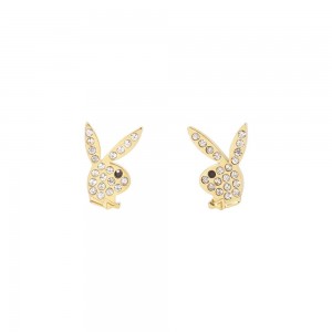 Joyas Playboy Rabbit Head Pave Stud Earrings Mujer Rosas Dorados | PLBY-592623