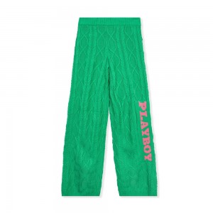 Pantalon Playboy Fluffy Knit Legging Mujer Verdes | PLBY-592813