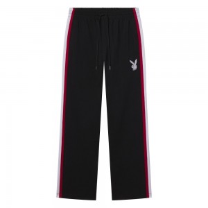 Pantalon Playboy Old School Relaxed Pista Hombre Negros | PLBY-592995