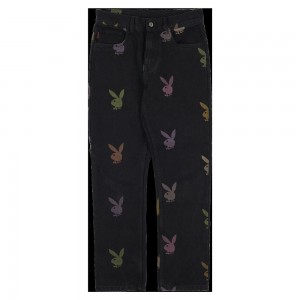 Pantalon Playboy x Pleasures Scatter Denim Hombre Negros | PLBY-592993