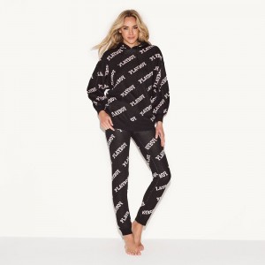 Pantalones Jogger Playboy Bunny Cover Girl - 8 Pcs Set Mujer Negros | PLBY-592771