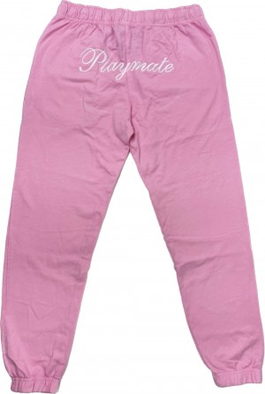 Pantalones Jogger Playboy The Essentials Rib Triangle lette Mujer Rosas Blancos | PLBY-592735