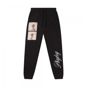 Pantalones Jogger Playboy The Everyday Logo Crop Mujer Negros | PLBY-592736