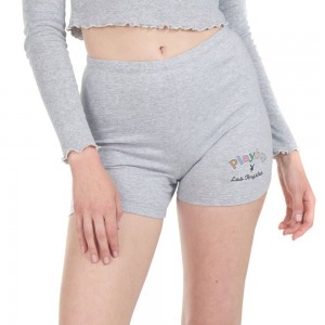 Short Playboy Velour Set Mujer Grises | PLBY-592765