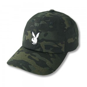 Sombreros Playboy Adjustable Rabbit Head Logo Camo Hombre Negros | PLBY-592931