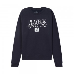 Sudadera Playboy Apres Ski Hombre Azul Marino | PLBY-593021