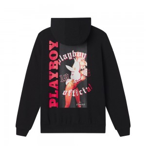Sudadera con Capucha Playboy Bunny Hombre Negros | PLBY-593083