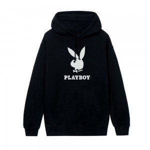 Sudadera con Capucha Playboy Logo Hombre Negros | PLBY-593039