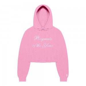 Sudadera con Capucha Playboy Playmate of the Year Hoodie - Pink / White Print Mujer Rosas Blancos | PLBY-592829