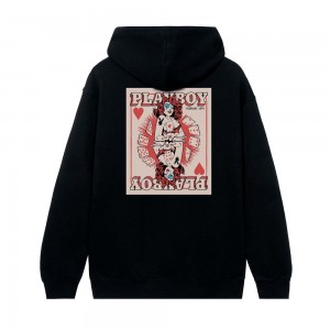 Sudadera con Capucha Playboy Queen of Hearts Hombre Negros | PLBY-593049