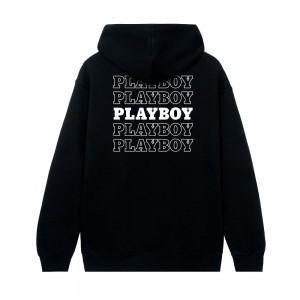 Sudadera con Capucha Playboy Repeating Masthead Hombre Negros | PLBY-593050