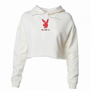 Sudadera con Capucha Playboy Repeating Masthead Bike Mujer Beige | PLBY-592858