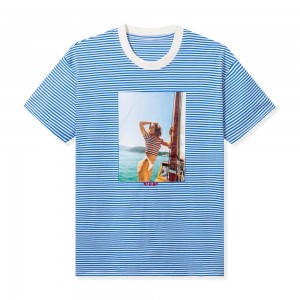 T-shirt Playboy A Rayas VIP Club Hombre | PLBY-593278