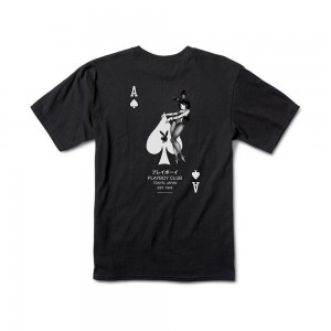 T-shirt Playboy Ace of Spades Hombre Negros | PLBY-593108