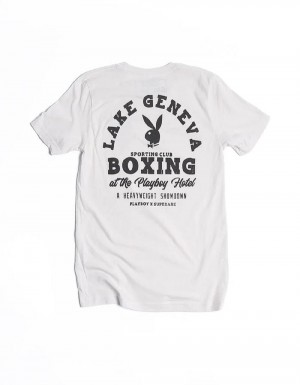 T-shirt Playboy Boxing Hombre Blancos | PLBY-593109