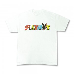 T-shirt Playboy Deportivo Hombre Blancos | PLBY-593151