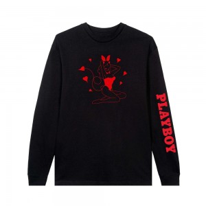 T-shirt Playboy Devil Bunny Long Sleeve Hombre | PLBY-593117