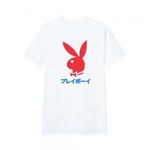 T-shirt Playboy Japanese Rabbit Head Hombre Blancos | PLBY-593133