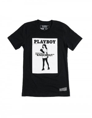 T-shirt Playboy Knockout Hombre Negros | PLBY-593116