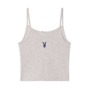 T-shirt Playboy LOUNGE SATIN ING GOWN Mujer Grises | PLBY-592889