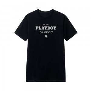 T-shirt Playboy Los Angeles Hombre Negros | PLBY-593141