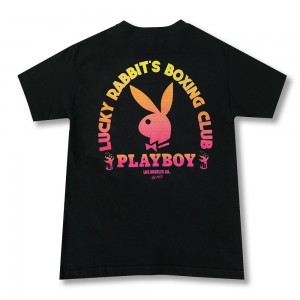T-shirt Playboy Lucky Rabbits Boxing Club Hombre Negros | PLBY-593124