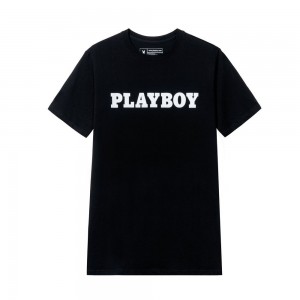 T-shirt Playboy Masthead Hombre Negros | PLBY-593158