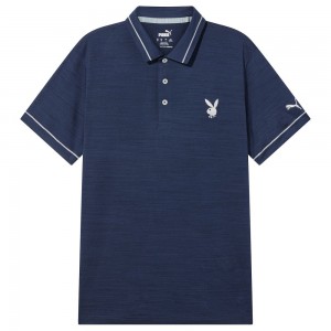 T-shirt Playboy PUMA GOLF TIPPED PERFORMANCE POLO Hombre Azul Marino | PLBY-593181
