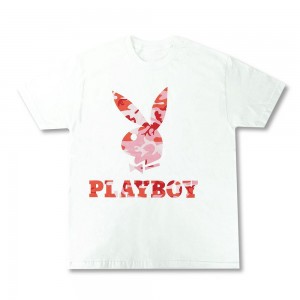 T-shirt Playboy Rabbit Head Camo Hombre Rosas Camuflados | PLBY-593194