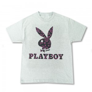 T-shirt Playboy Rabbit Head Paisley Hombre Grises | PLBY-593131
