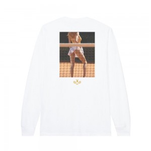 T-shirt Playboy Racquet Club Long Sleeve Hombre Blancos | PLBY-593178