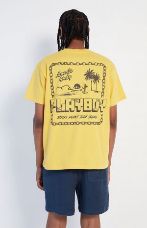 T-shirt Playboy Rocky Point Gold Hombre Dorados | PLBY-593269