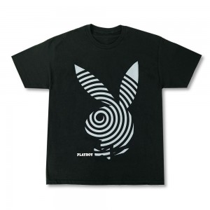 T-shirt Playboy Spiral Hombre Negros | PLBY-593196
