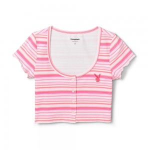 T-shirt Playboy Sports Club Mujer Rosas Claro | PLBY-592892