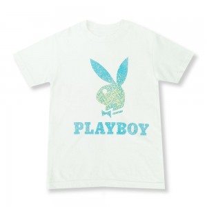 T-shirt Playboy Static Bunny Hombre Blancos | PLBY-593199