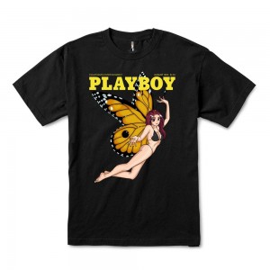 T-shirt Playboy Tokyo Club Butterfly Hombre Negros | PLBY-593147