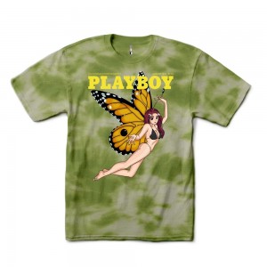 T-shirt Playboy Tokyo Club Butterfly Tie-Dye Hombre Verdes | PLBY-593203