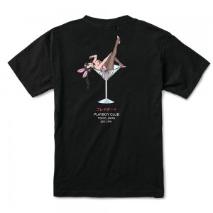 T-shirt Playboy Tokyo Club Cherry Martini Hombre Negros | PLBY-593202