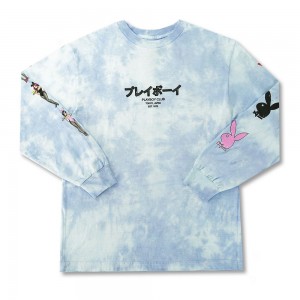 T-shirt Playboy Tokyo Club Tie-Dye Bunny Long Sleeve Hombre | PLBY-593163