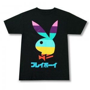 T-shirt Playboy Tokyo Lights Hombre Negros | PLBY-593123