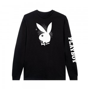 T-shirt Playboy Webbed Rabbit Head Long Sleeve Hombre | PLBY-593280
