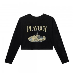 T-shirt Playboy x Color Bars Spiral Cropped Mujer Negros | PLBY-592910