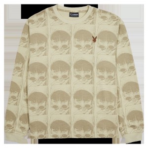 T-shirt Playboy x Pleasures Playmate Heavyweight Long Sleeve Hombre Beige | PLBY-593174