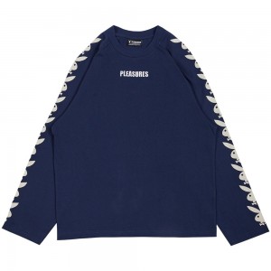 T-shirt Playboy x Pleasures Rabbit Head Raglan Long Sleeve Hombre Azul Marino | PLBY-593222